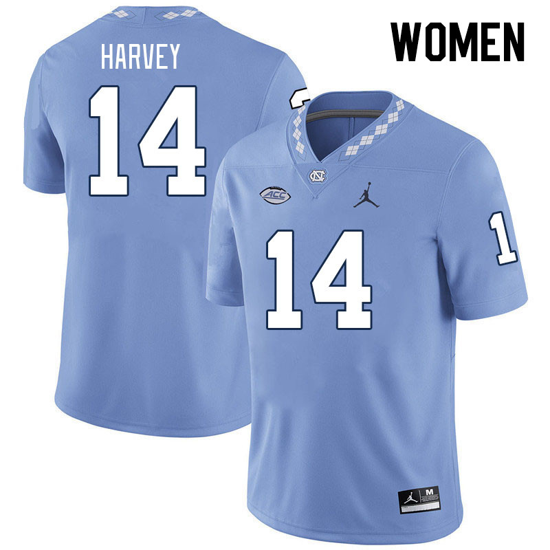 Women #14 Jaybron Harvey North Carolina Tar Heels College Football Jerseys Stitched-Carolina Blue